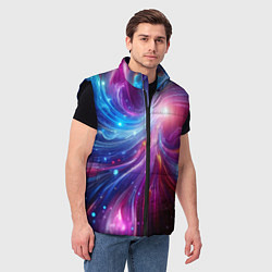 Мужской жилет Неоновая абстракция - нейросеть, цвет: 3D-черный — фото 2