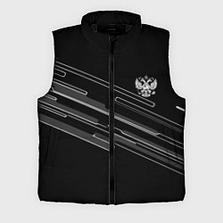Мужской жилет Герб РФ полосы геометрия, цвет: 3D-черный
