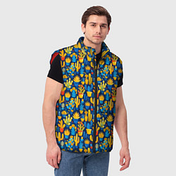 Мужской жилет Кактусы разноцветный мексиканский яркий узор, цвет: 3D-красный — фото 2