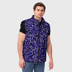 Мужской жилет Мелкая мозаика паттерн фиолетовый, цвет: 3D-черный — фото 2