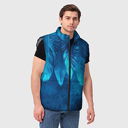Мужской жилет Вертикальные синие перья и дым, цвет: 3D-светло-серый — фото 2