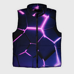 Мужской жилет Сине-фиолетовые неоновые плиты в разломе