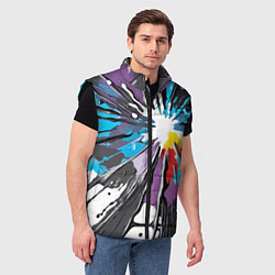 Мужской жилет Кляксы краски - абстракция, цвет: 3D-черный — фото 2