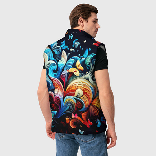 Мужской жилет Бабочки и цветы в ночи - фантазия / 3D-Светло-серый – фото 4