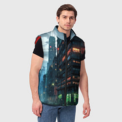 Мужской жилет Вечерня улица в неоновых лучах, цвет: 3D-красный — фото 2