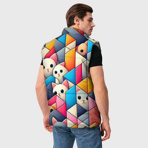 Мужской жилет Geometric pattern with kittens - ai art / 3D-Светло-серый – фото 4