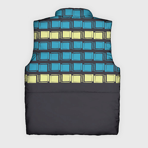 Мужской жилет Голубые и мятные квадраты на темном / 3D-Светло-серый – фото 2
