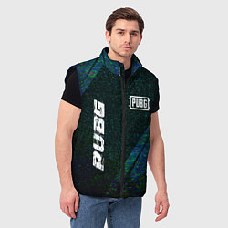 Мужской жилет PUBG glitch blue, цвет: 3D-черный — фото 2