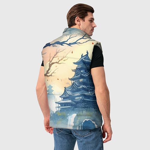 Мужской жилет Japanese landscape - watercolor / 3D-Светло-серый – фото 4