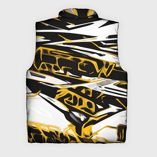 Мужской жилет Жёлто-чёрная агрессивная абстракция на белом фоне / 3D-Красный – фото 2