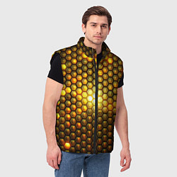 Мужской жилет Металлические соты - роскошный блеск золота, цвет: 3D-черный — фото 2