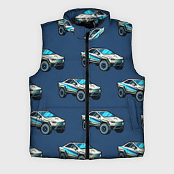 Мужской жилет Тесла киберпанк паттерн с машинками, цвет: 3D-черный