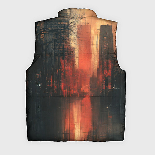 Мужской жилет Осенний городской вечер / 3D-Красный – фото 2