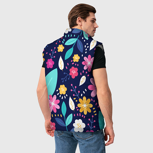 Мужской жилет Абстракция цветочный фон / 3D-Светло-серый – фото 4