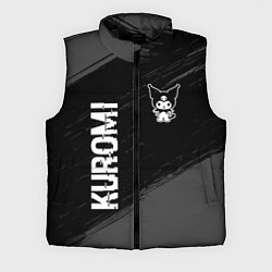 Мужской жилет Kuromi glitch на темном фоне вертикально