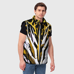 Мужской жилет Чёрный фон, жёлто-белая абстракция, цвет: 3D-черный — фото 2
