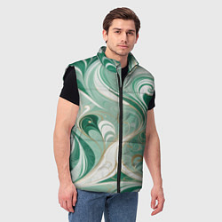Мужской жилет Светло-зеленый узор с завитками, цвет: 3D-черный — фото 2