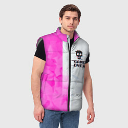 Мужской жилет Game over pink abstraction, цвет: 3D-светло-серый — фото 2