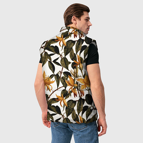 Мужской жилет Желтые ретро цветы / 3D-Светло-серый – фото 4