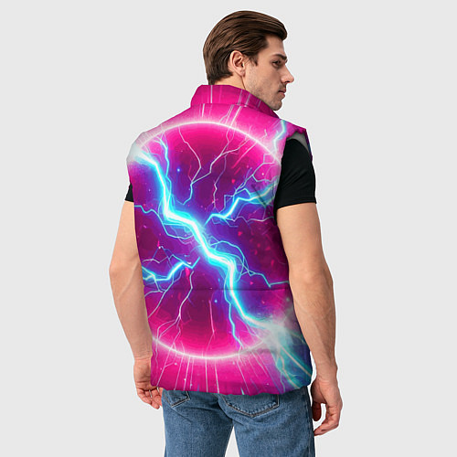 Мужской жилет Неоновая абстракция - нейроарт / 3D-Светло-серый – фото 4
