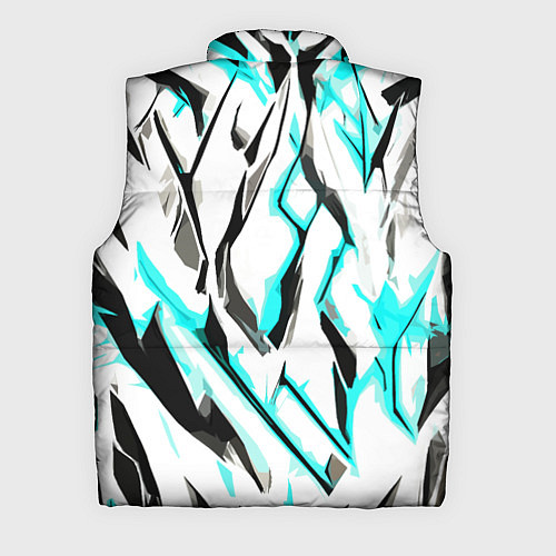 Мужской жилет Чёрно-голубые агрессивные полосы на белом фоне / 3D-Красный – фото 2