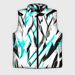 Мужской жилет Чёрно-голубые агрессивные полосы на белом фоне