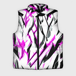 Мужской жилет Чёрно-розовые агрессивные полосы на белом фоне, цвет: 3D-черный