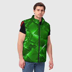 Мужской жилет Прозрачная изумрудная геометрия, цвет: 3D-красный — фото 2