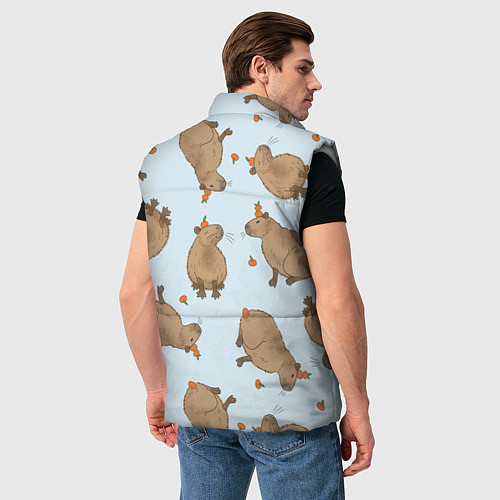 Мужской жилет Паттерн с капибарами и мандаринками голубой / 3D-Светло-серый – фото 4