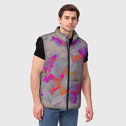 Мужской жилет Розово-фиолетовые осколки, цвет: 3D-черный — фото 2