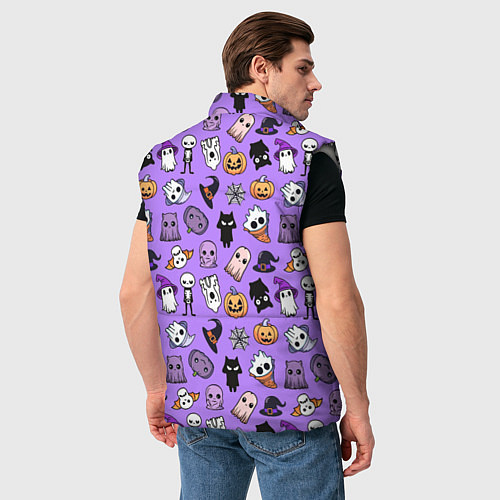 Мужской жилет Кавайный хэллоуин - призраки и черепа на сиреневом / 3D-Светло-серый – фото 4