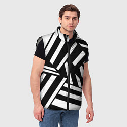 Мужской жилет Геометрические линии - абстракция чб коллаж, цвет: 3D-светло-серый — фото 2