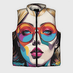 Мужской жилет Девушка в солнечных очках поп-арт, цвет: 3D-светло-серый