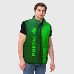 Мужской жилет Portal - green gradient по-вертикали, цвет: 3D-черный — фото 2
