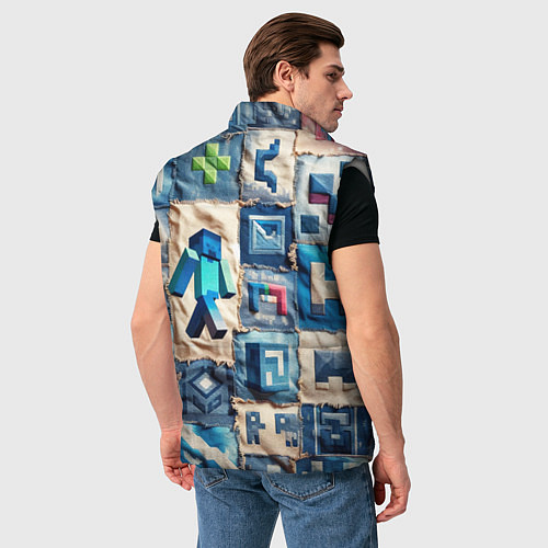 Мужской жилет Minecraft шагает на пэчворк / 3D-Светло-серый – фото 4