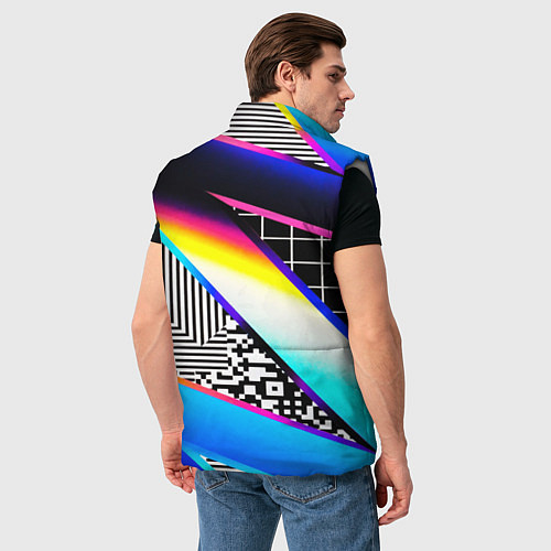 Мужской жилет Neon stripes geometry / 3D-Светло-серый – фото 4