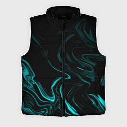 Мужской жилет Чёрный с бирюзовыми разводами абстракция, цвет: 3D-черный