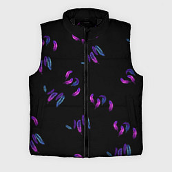 Мужской жилет Переливающиеся неоновые перья на тёмном фоне