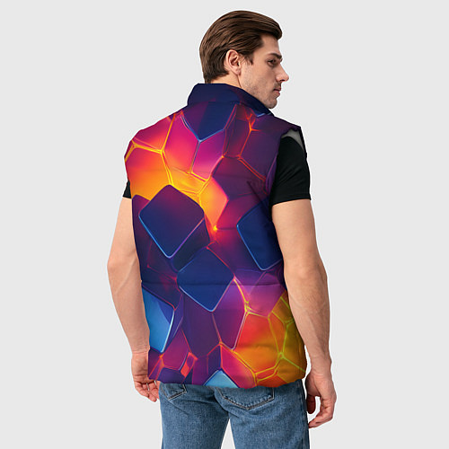 Мужской жилет Неоновая геометрическая текстура / 3D-Светло-серый – фото 4