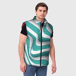 Мужской жилет Абстрактные объёмные полосы - оптическая иллюзия, цвет: 3D-красный — фото 2