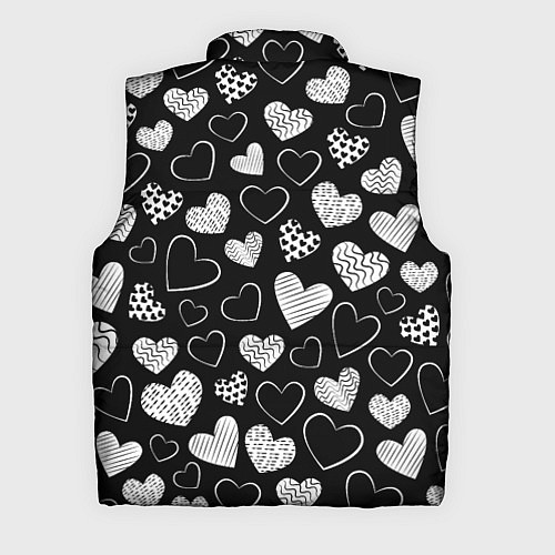 Мужской жилет Белые сердечки на черном фоне / 3D-Светло-серый – фото 2