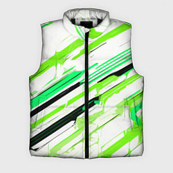 Мужской жилет Чёрно-зелёно-салатовые полосы на белом фоне