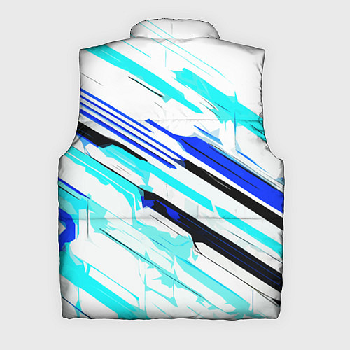 Мужской жилет Чёрно-сине-голубые полосы на белом фоне / 3D-Красный – фото 2