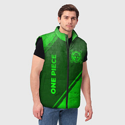 Мужской жилет One Piece - green gradient вертикально, цвет: 3D-черный — фото 2