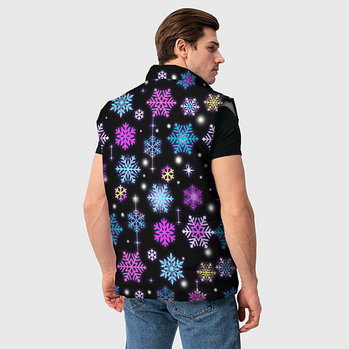 Мужской жилет Разноцветные снежинки / 3D-Светло-серый – фото 4