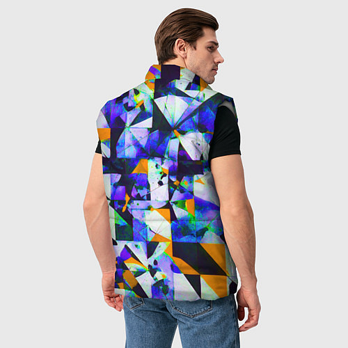 Мужской жилет Жёлто-синяя тревожная абстракция на белом фоне / 3D-Светло-серый – фото 4