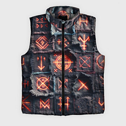 Мужской жилет Символы викингов на пэчворк джинсах