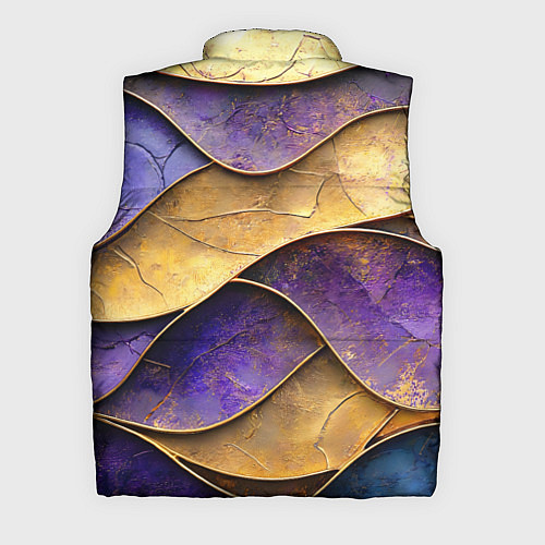 Мужской жилет Фиолетовые и золотые волны / 3D-Красный – фото 2