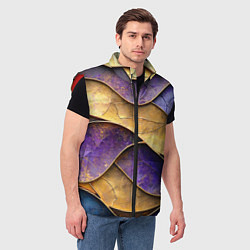 Мужской жилет Фиолетовые и золотые волны, цвет: 3D-красный — фото 2