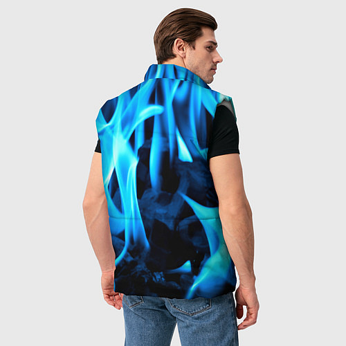 Мужской жилет Синий огонь текстура / 3D-Светло-серый – фото 4